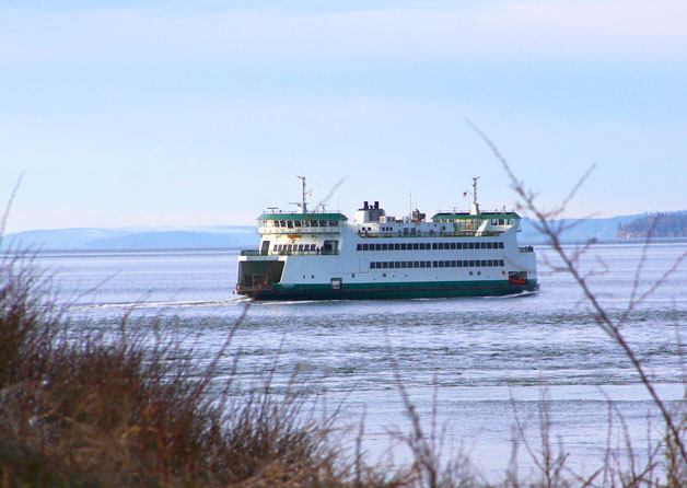 The Kennewick departs the Coupeville ferry landing earlier this year. It is out of service until mid July.