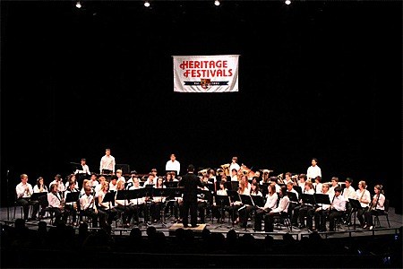 The Oak Harbor Middle School Symphonic band led by director Patrick Manuel performs at the National Heritage Musical Festival in Anaheim