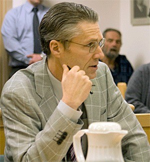 Attorney Mark Theune listens during a 2008 hearing taking place in Island County Superior Court. Theune died Monday in a diving accident in Michigan.