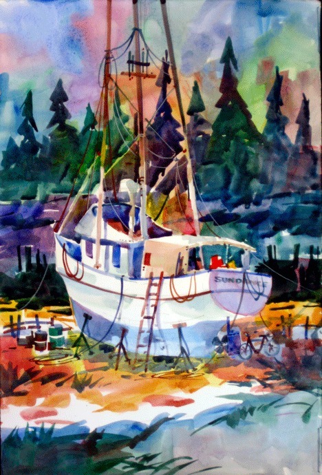 This Gary Schallock watercolor is among the items to be exhibited at “The Waters We Live On