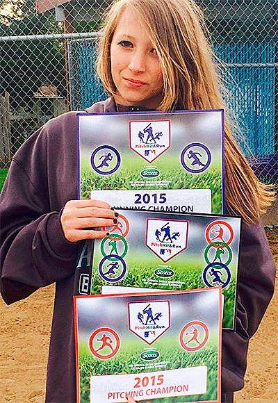 Kaylee Andersen displays the certificates she won in the Pitch