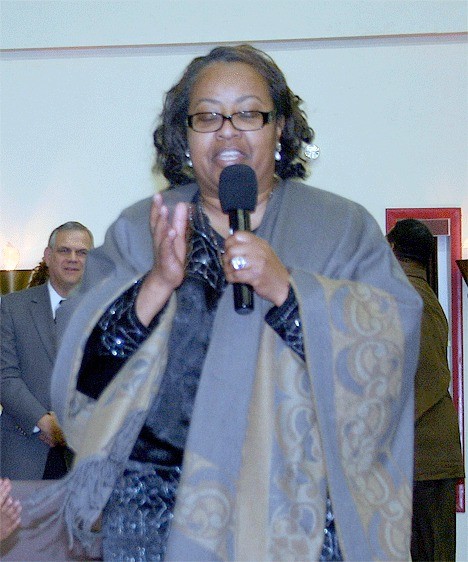 Fannie Dean sings to a crowd at Unity Fellowship during a Martin Luther King Jr.