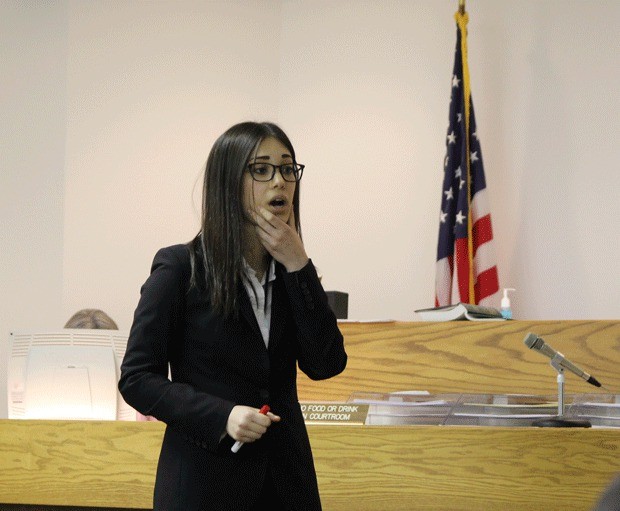 Island County Deputy Prosecutor Jacqueline Lawrence shows the jury how Linda Gipson