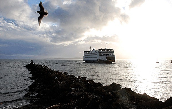 The Chetzemoka pulls into Coupeville ferry terminal at Keystone. Washington State Ferries’ chief recently confirmed the second boat being built for the run will likely be rerouted to the San Juan Islands to save money unless the Legislature decides differently.