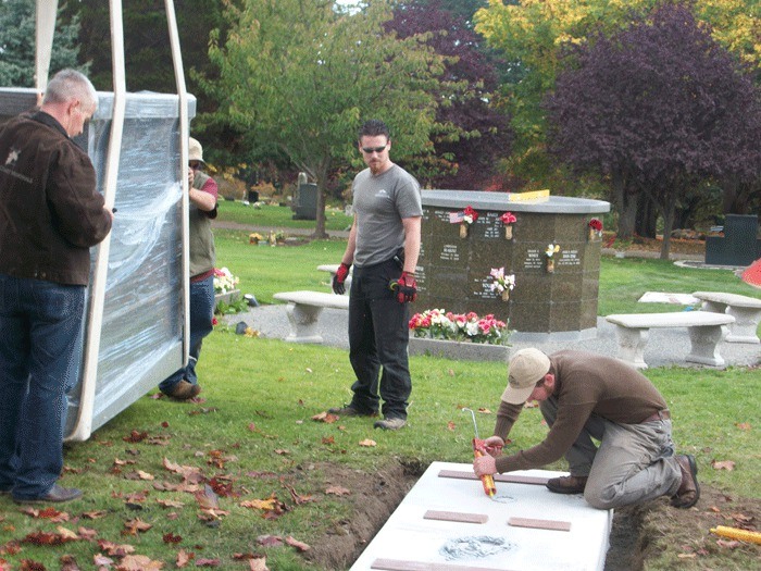 With spaces in Maple Leaf Cemetry’s first columbarium (background) almost sold out