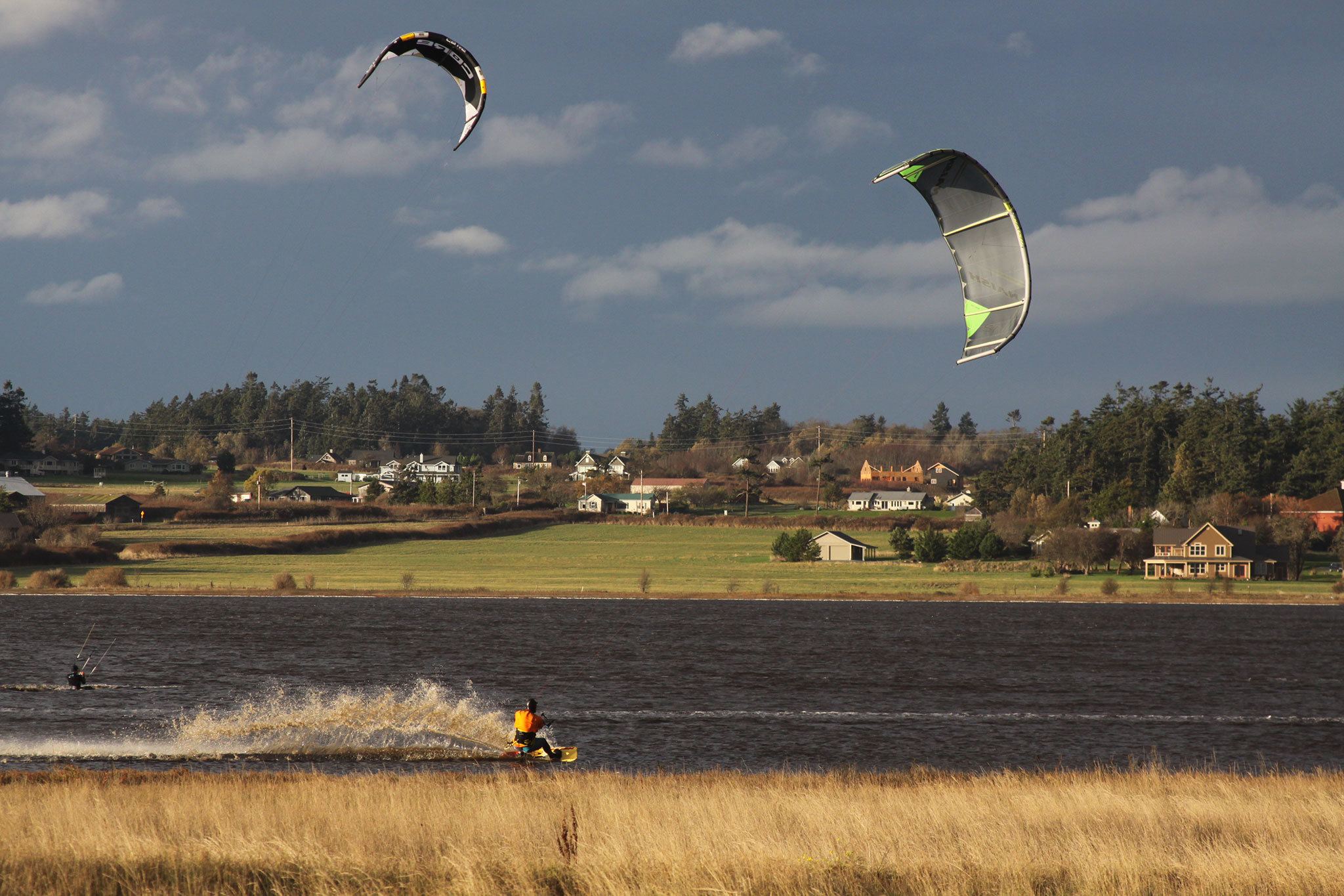 Kiteboarders tackle Crockett Lake in Coupeville Sunday, Nov. 13. Photo by Ron Newberry/Whidbey News-Times