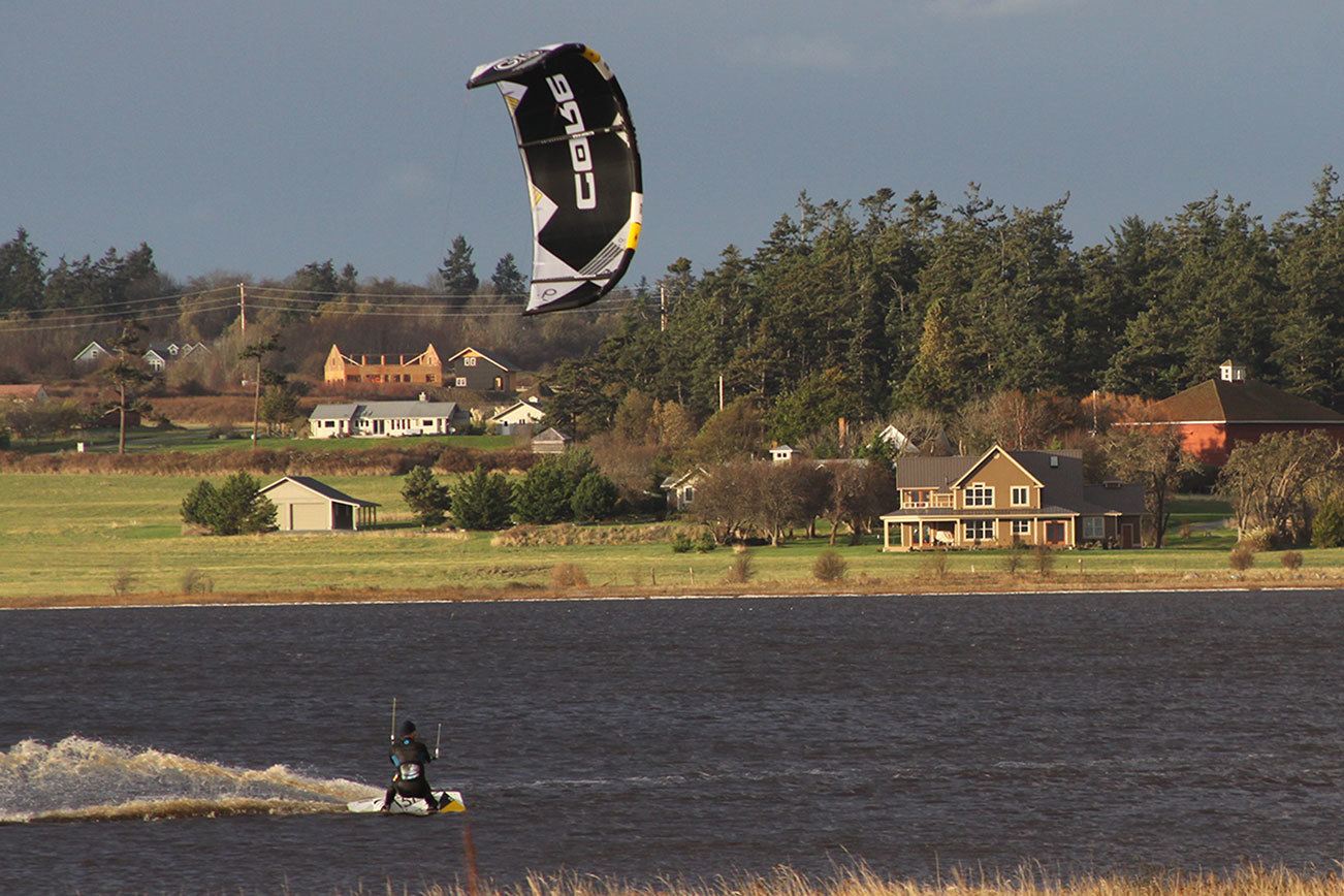Kiteboarders tackle Crockett Lake in Coupeville Sunday, Nov. 13. Photo by Ron Newberry/Whidbey News-Times