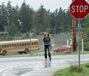 High school student Kathy Magnuson often crosses Heller Road and knows how dangerous it can be.