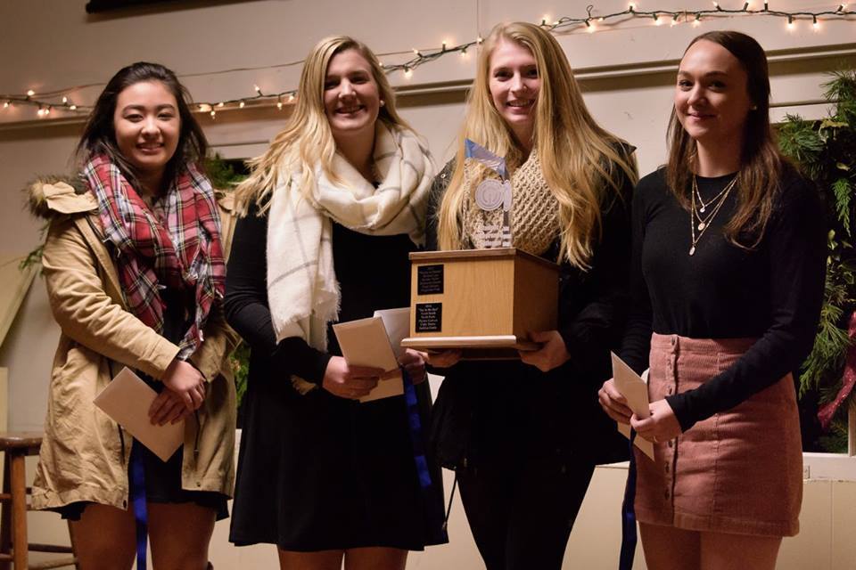 Photo provided                                Winner of the Student Entrepreneur Challenge sponsored by the Island County Economic Development Foundation is team “Joy to Jars,” which created a chocolate Chex mix in a jar. Pictured, from left to right: Sarah Peele, Peyton Carlson, Jacklyn Curtis, Sarah Smith.