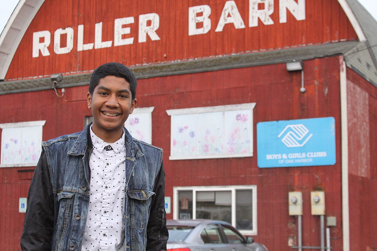 Immanuel McLaurin, a senior at Oak Harbor High School, stands before one of his all-time favorite hangouts, the Boys & Girls Club of Oak Harbor. McLaurin, who volunteers at the club, was selected as the club’s Youth of the Year. Photo by Ron Newberry/Whidbey News-Times