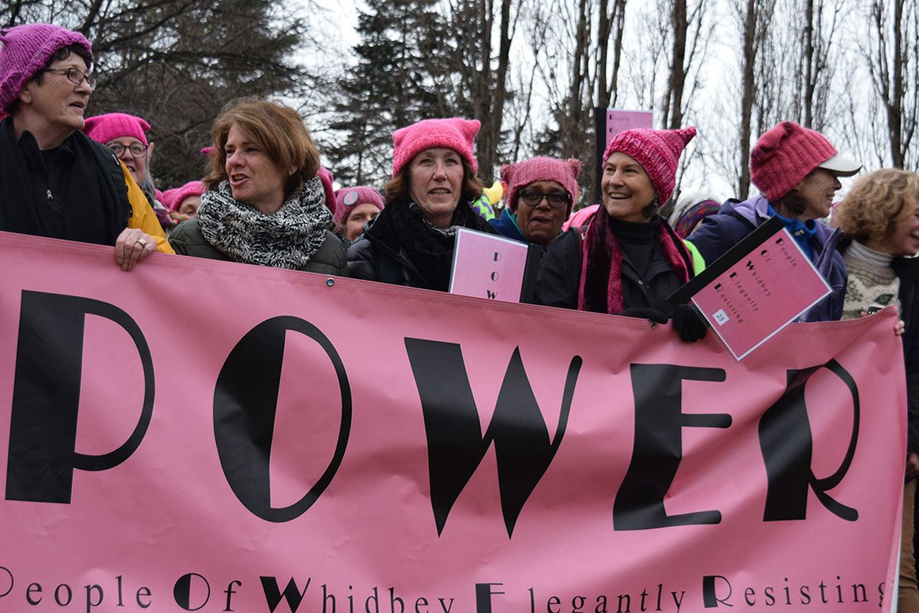 Whidbey Island’s POWER banner at Women’s March on Seattle Jan. 21, 2017