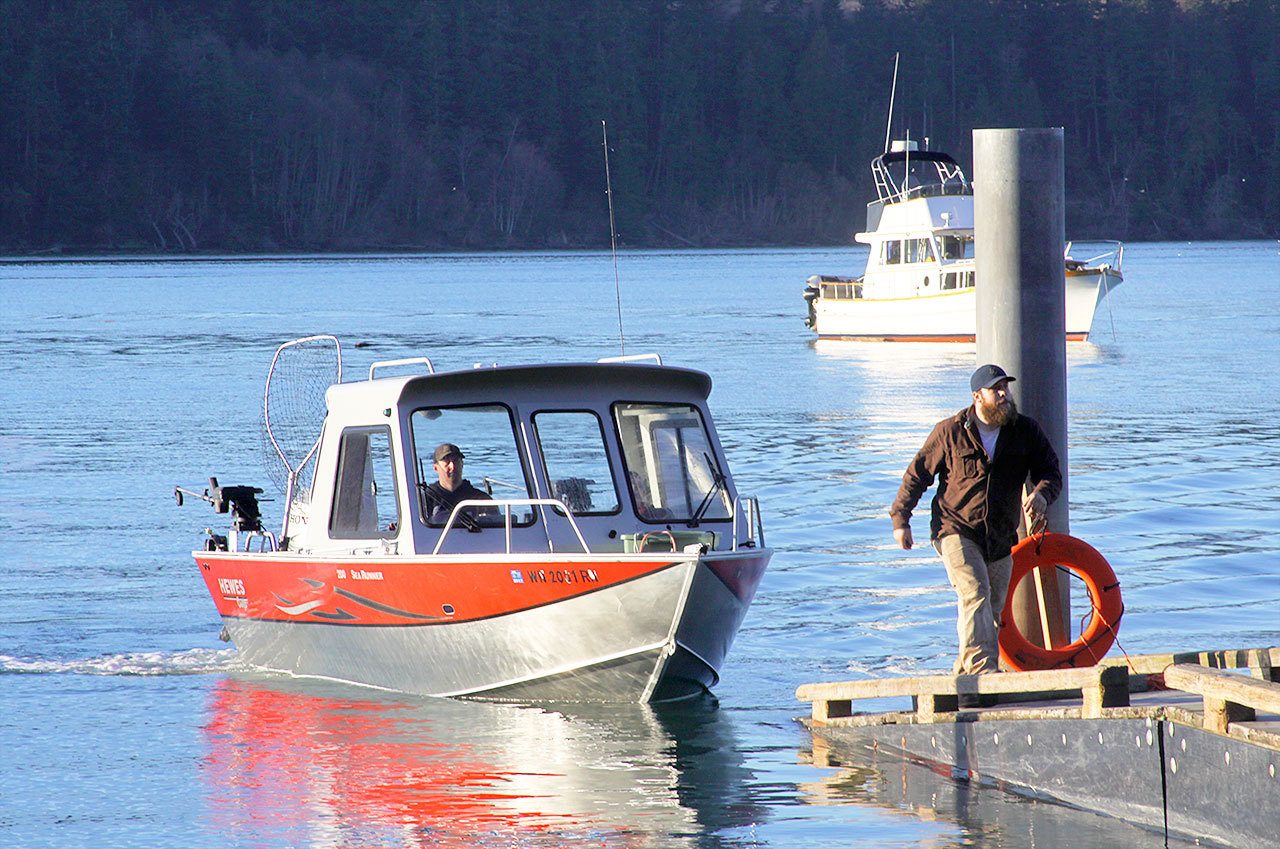 Fishermen arrive at the boat launch at Cornet Bay Monday, Feb. 13, 2017. Salmon fishers were out fishing for blackmouth, which will be open in Marine Area 9 in Admiralty Inlet this week. Photo by Ron Newberry/Whidbey News-Times
