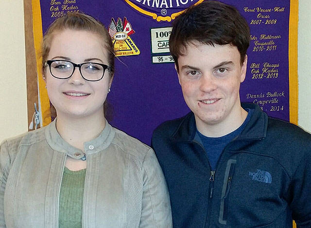 Coupeville High School seniors Kaela Hollrigel and Nicholas Dionas were named students of the quarter by the Coupeville Lions Club. Photo provided