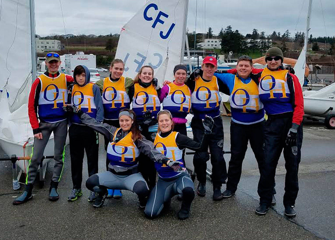 The Wildcat sailing team: back row, left to right: Ryan Vasileff, Atlas Iverson, Jenny Danielson, Ella Langrock, Willa Weinsheimer, Austin Hauser, Dylan Angell and Matt Dixon; front row, left to right: Jordan Wood-Piña and Piper Fisher; not pictured: Shawn O’Connor and Lenika Aguilar. (Submitted photo)