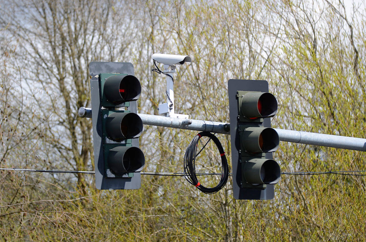 Justin Burnett/The Record — Traffic cameras are being installed at traffic lights on the South End as part of a $15.4 million road project. The cameras will control the lights while the work is being done and then removed when the project is complete.