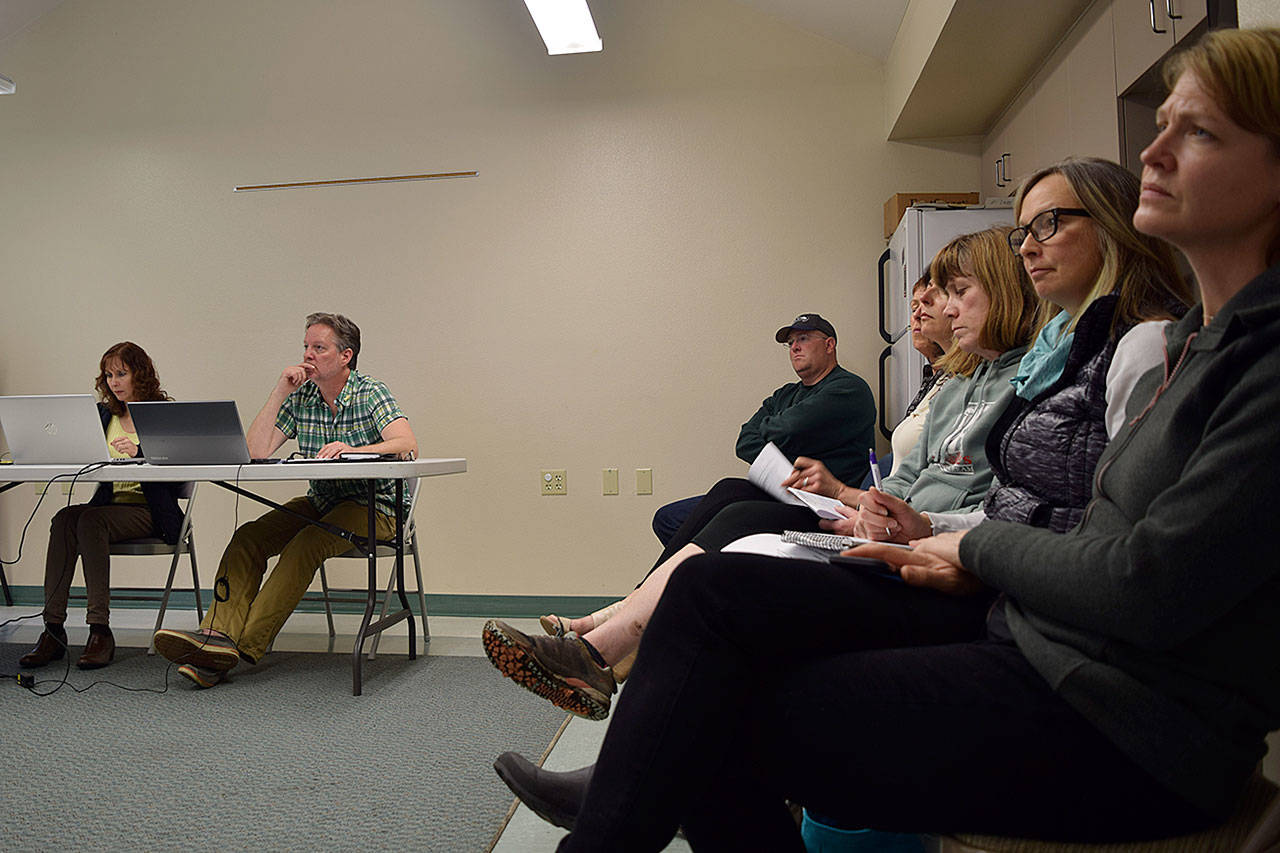 Kyle Jensen / The Record &mdash; Members from South Whidbey Parks and Aquatics Foundation sit it on the monthly parks district commissioner meeting.