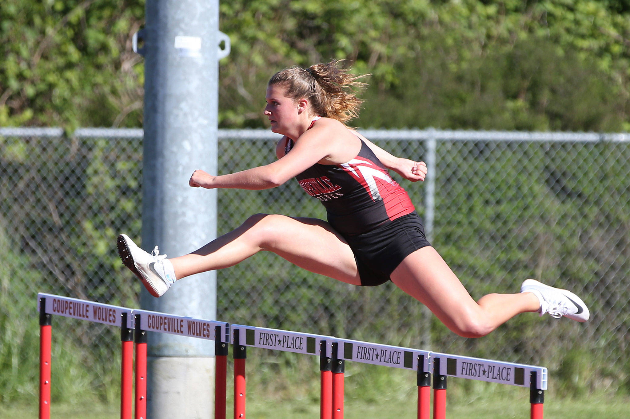 Coupeville sophomore Lindsey Roberts ran in the past two state meets in the 100 hurdles. (Photo by John Fisken)