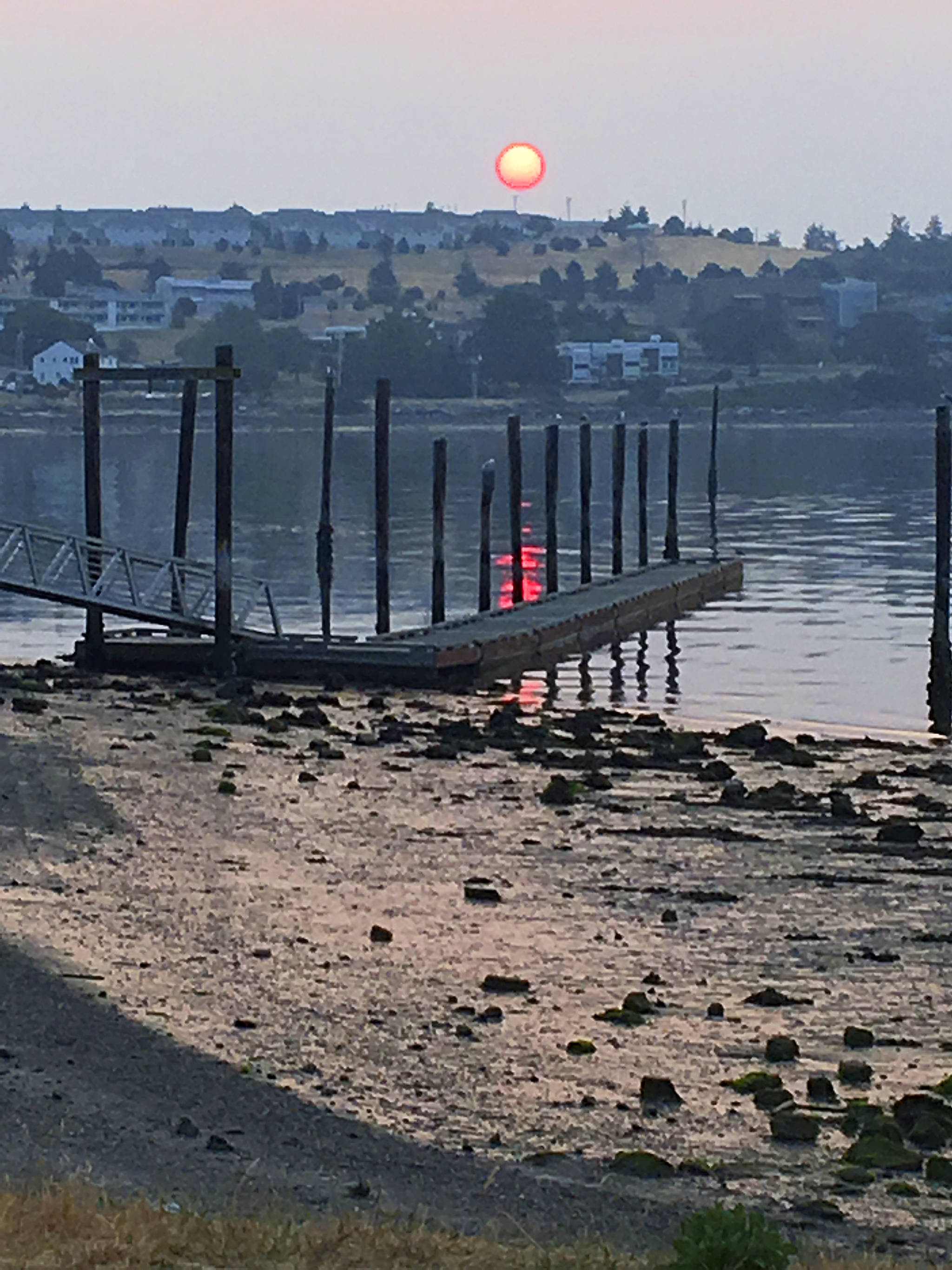 Smoky air makes for a brilliant sun over Oak Harbor this week.                                Photo by Jim Waller/Whidbey News-Times