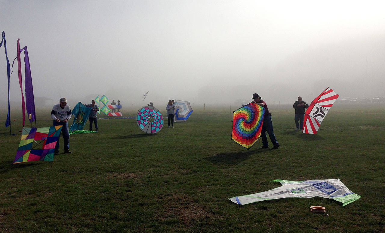 Contributed photo — The Whidbey Island Kite Fliers meet for their monthly “fun fly” at Fort Casey rain or shine, or even fog.