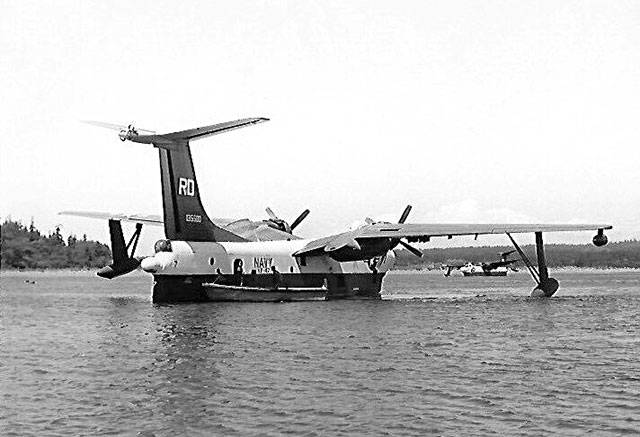 The Martin P5M, show here is the 1950s, was the military’s last flying boat.