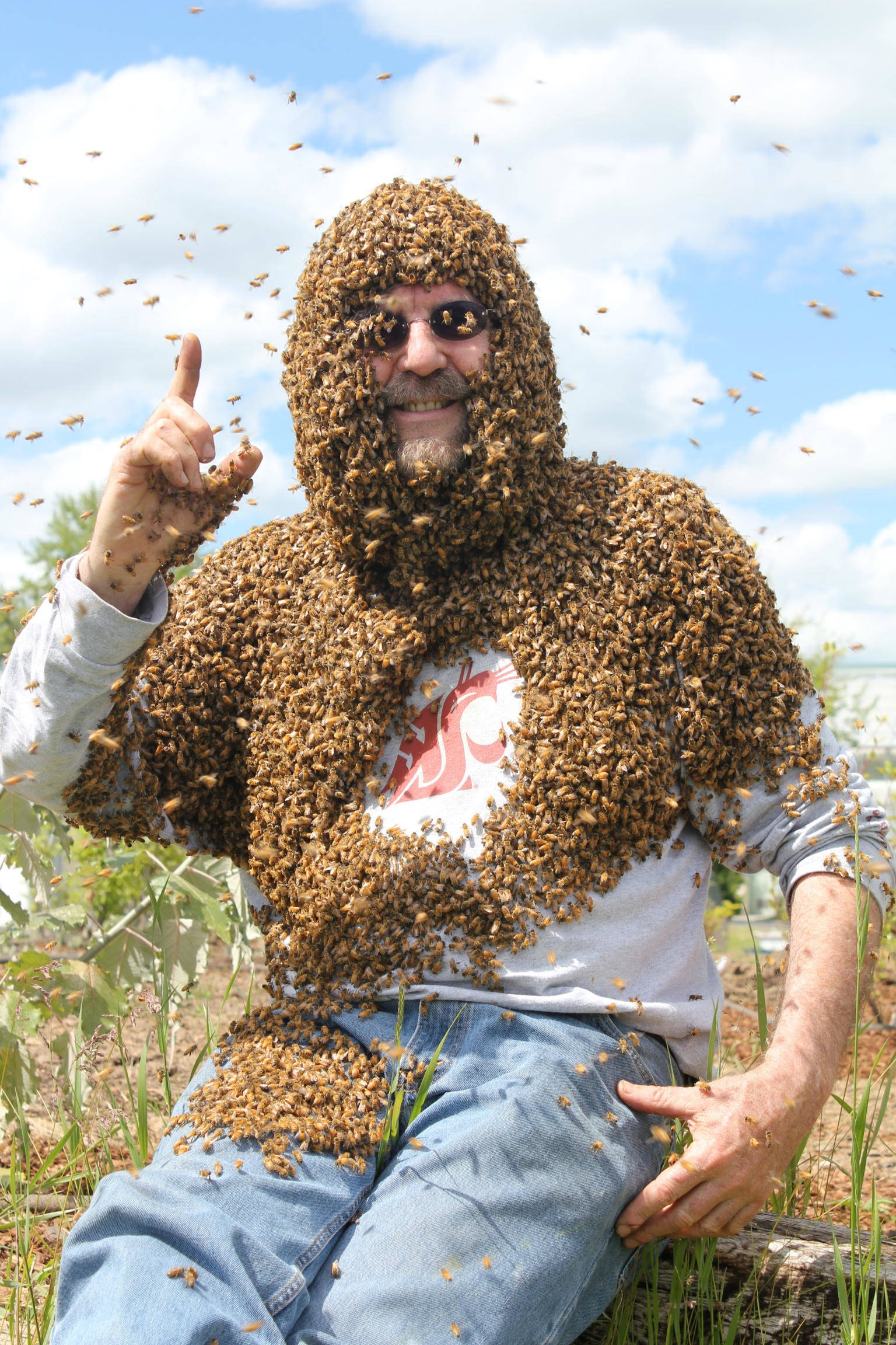 Tim Lawrence wearing the uniform of the WSU Honey Bee Health program. Photo provided