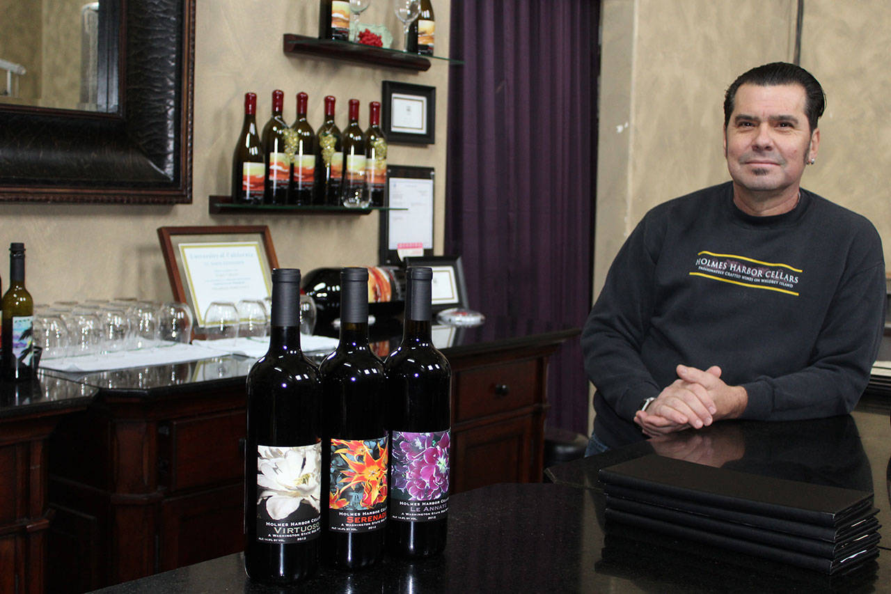 Greg Martinez, an airlines pilot and owner of Holmes Harbor Cellars, in his tasting room. The Greenbank winery is one of five locations on this year’s Wine, Spirits and Chocolate Tour. Tickets are $25 in advance.