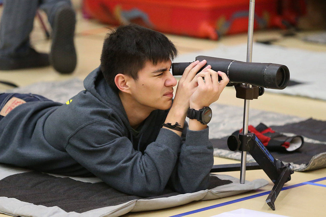 Oak Harbors Jason Mantano, shown here at last years home meet, will shoot for Wildcat Battalion when it hosts the final regular season match Saturday, Feb. 24. (Photo by John Fisken)
