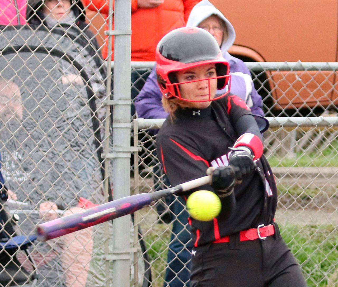Katrina McGranahan was the Olympic Leagues Most Valuble Softball Player in 2017 as she led Coupeville in hitting and pitching.(Photo by John Fisken)