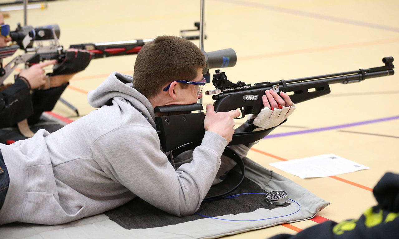 Dylan Sanchez placed second in sporter air rifle Saturday.(Photo by John Fisken)