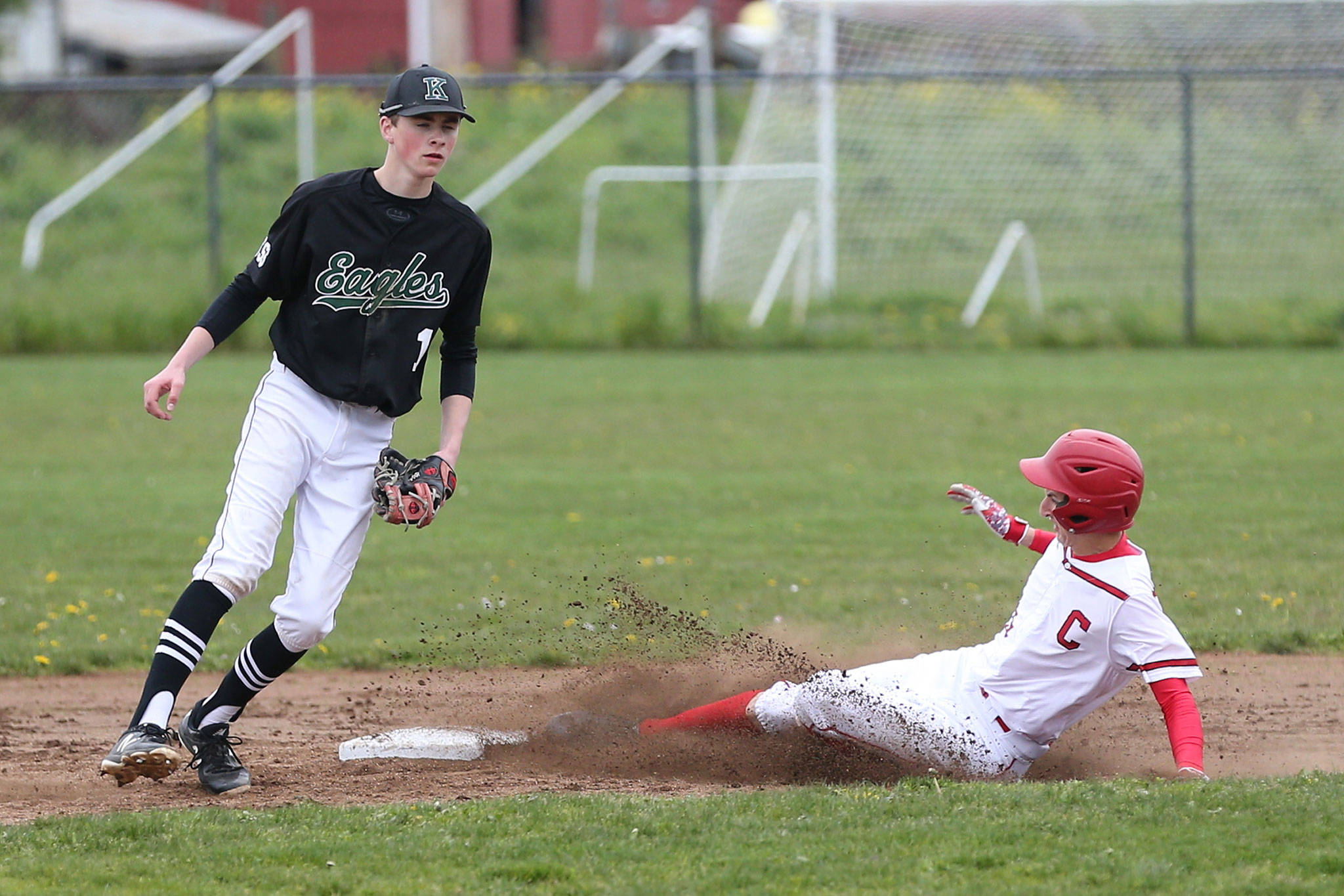 Joey Lippo steals second base ahead of a tag by Klahowya’s Logan Prater.