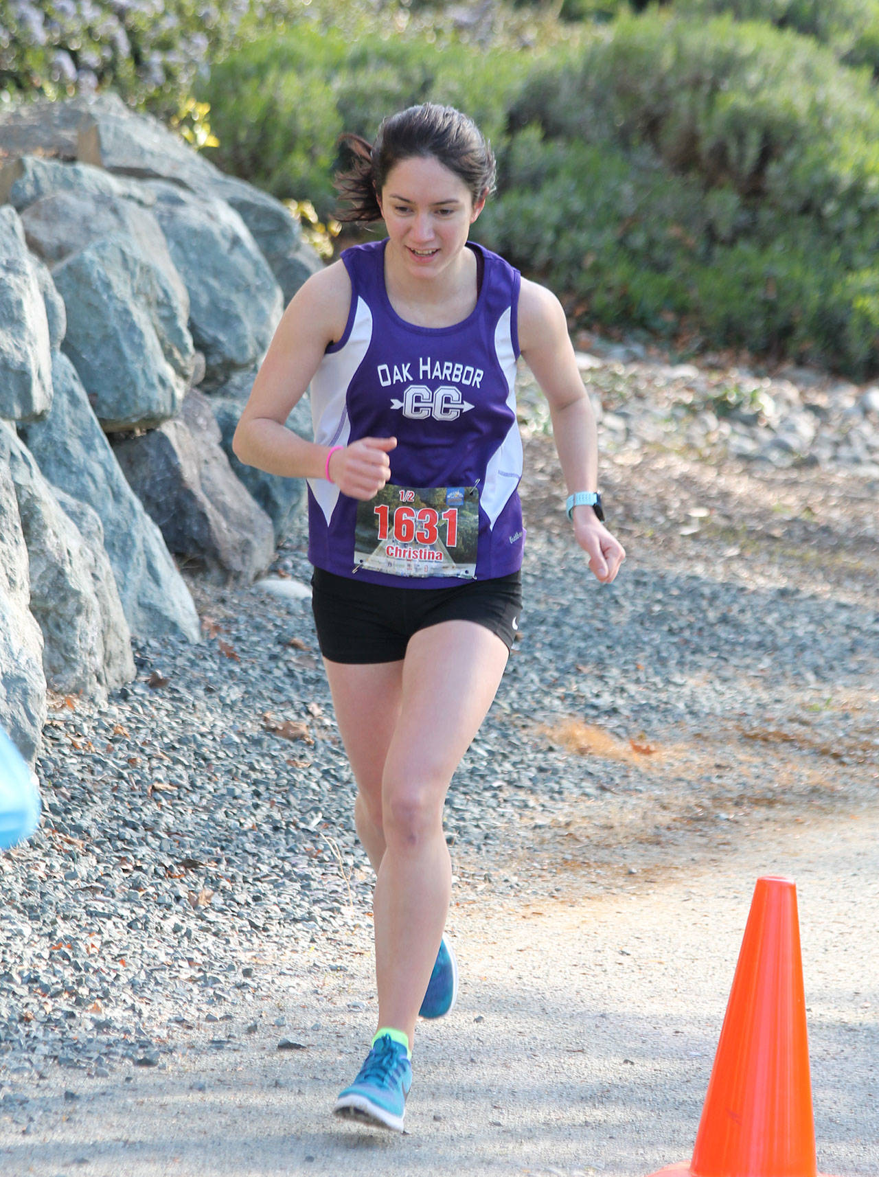 Oak Harbor High School graduate Christina Wicker was the top local female runner in the half marathon Sunday. (Photo by Jim Waller/Whidbey News-Times)