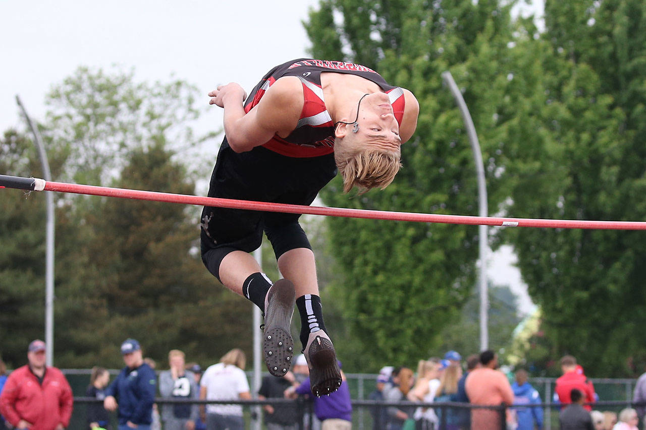 Ariah Bepler won the district high jump title Saturday, earning a berth in the state meet.(Photo by John Fisken)