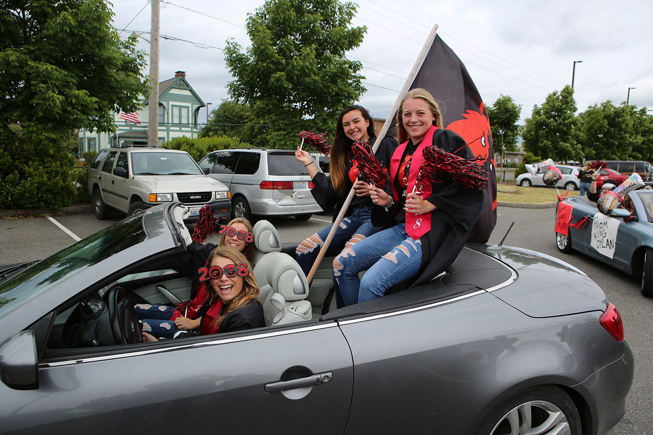 Coupeville High School seniors celebrate at the annual end-of-year parade