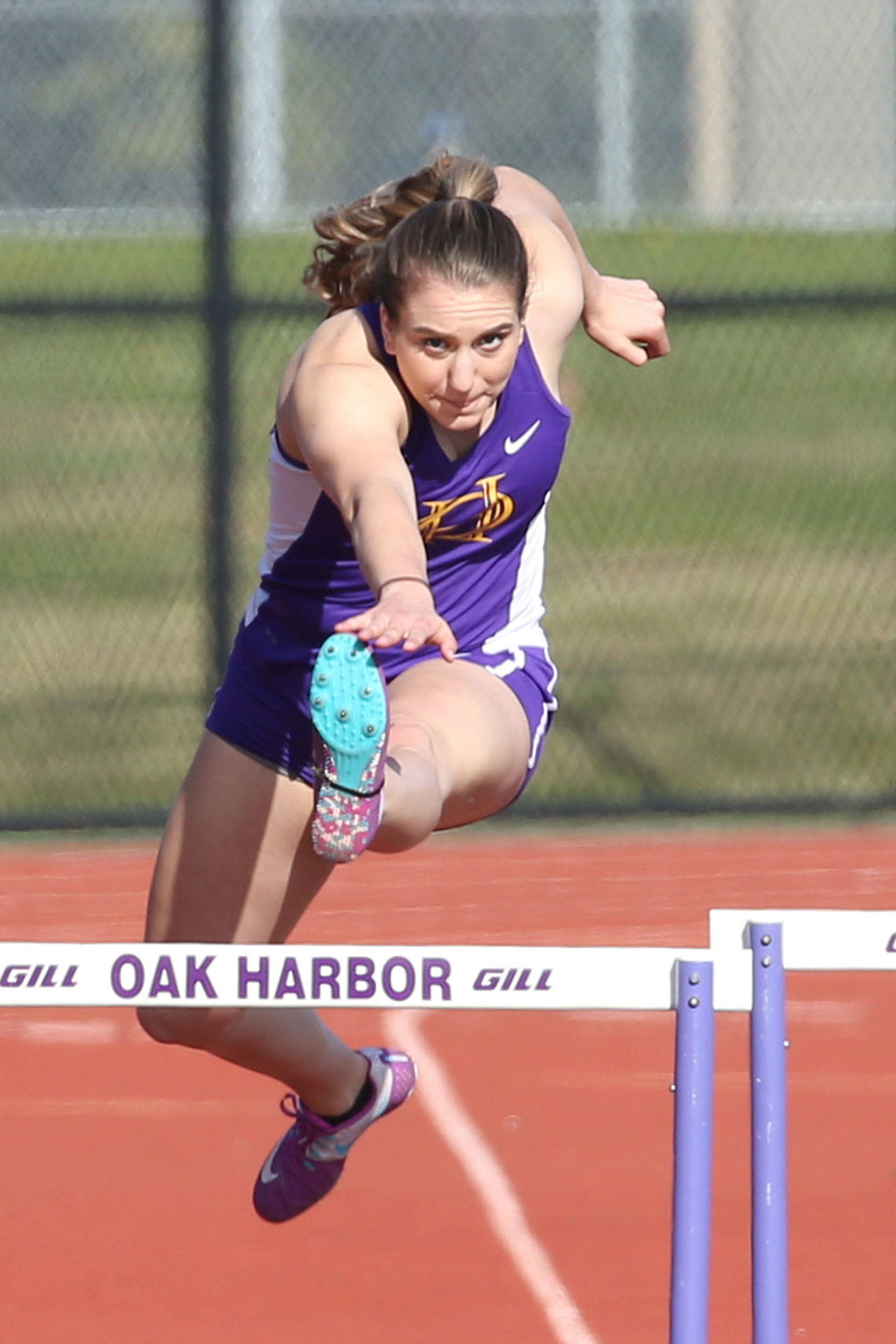 Samantha Hines was the top hurdler on the girls track team this spring. (Photo by John Fisken)