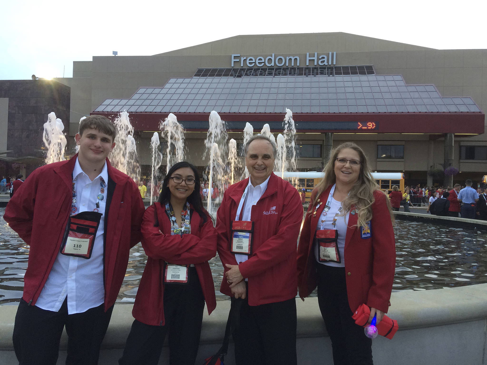Oak Harbor High School filmmaking students Skyler George and Tia Fernandez attended the SkillsUSA national final competition in Louisville, KY along with Oak Harbor High School video teacher Chris Douthitt and culinary teacher Mary Arthur.