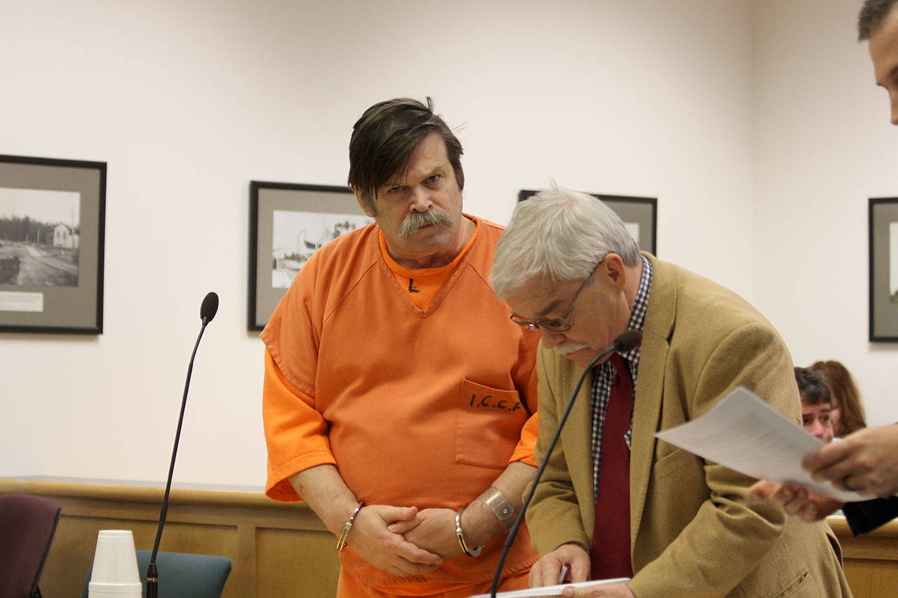 Photo by Jessie Stensland / Whidbey News Group                                James Knott appears in court Monday with attorney Walter Peele.