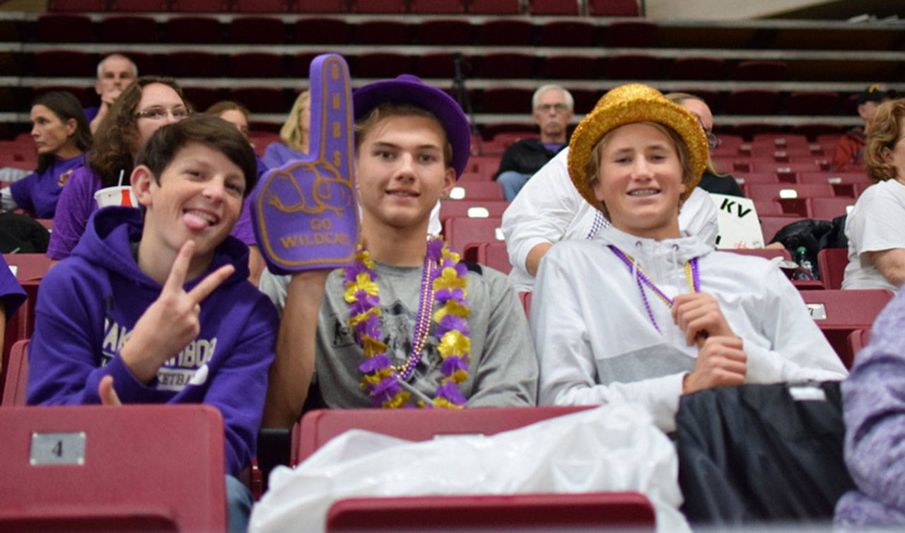 Some of the Oak Harbor fans who made the long trip to Yakima for the state tournament.(Photo by Steve Bristow)