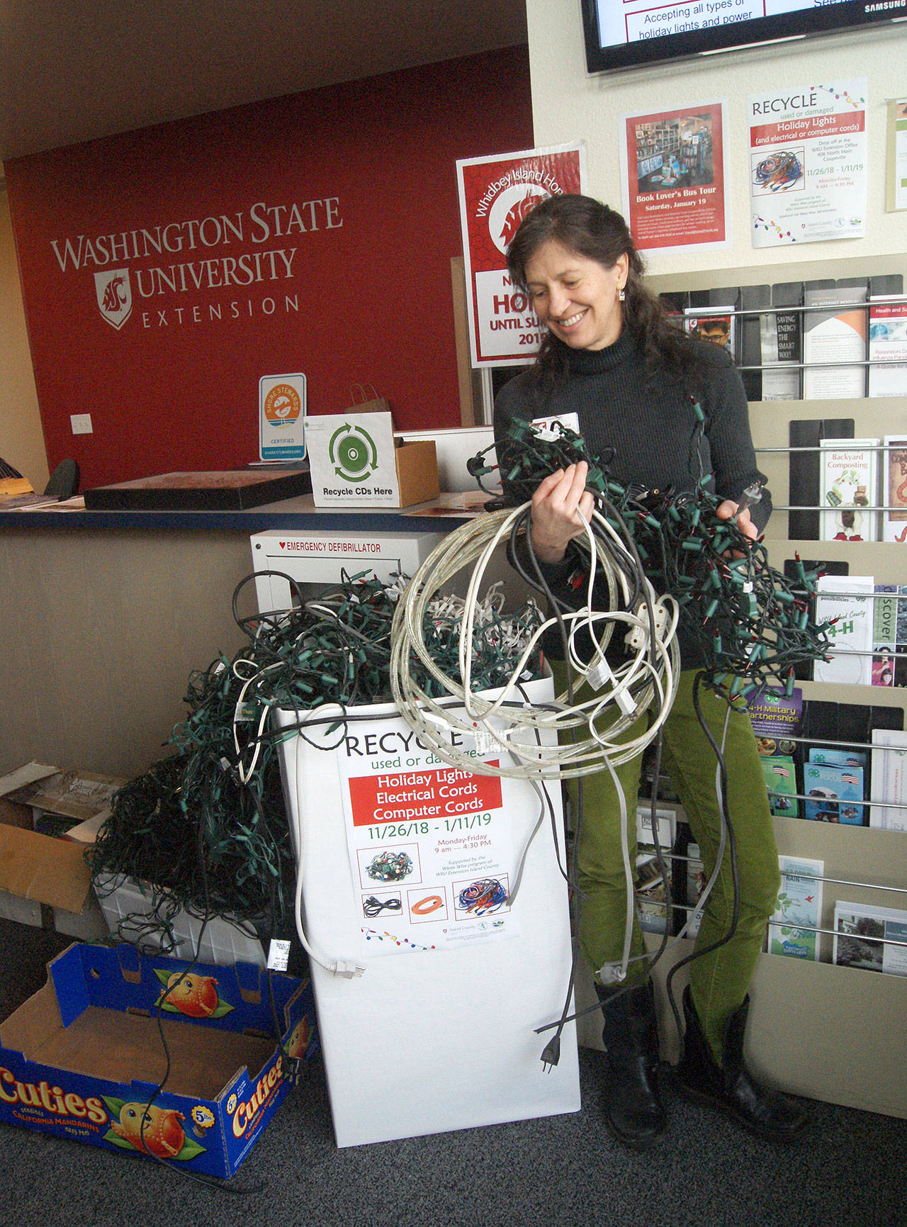 &lt;strong&gt;Photo by Maria Matson/Whidbey News Group.&lt;/strong&gt;                                Sarah Bergquist of Waste Wise holds a pile of cords that have been recently donated at the Coupeville WSU Waste Wise location, totaling 140 pounds.