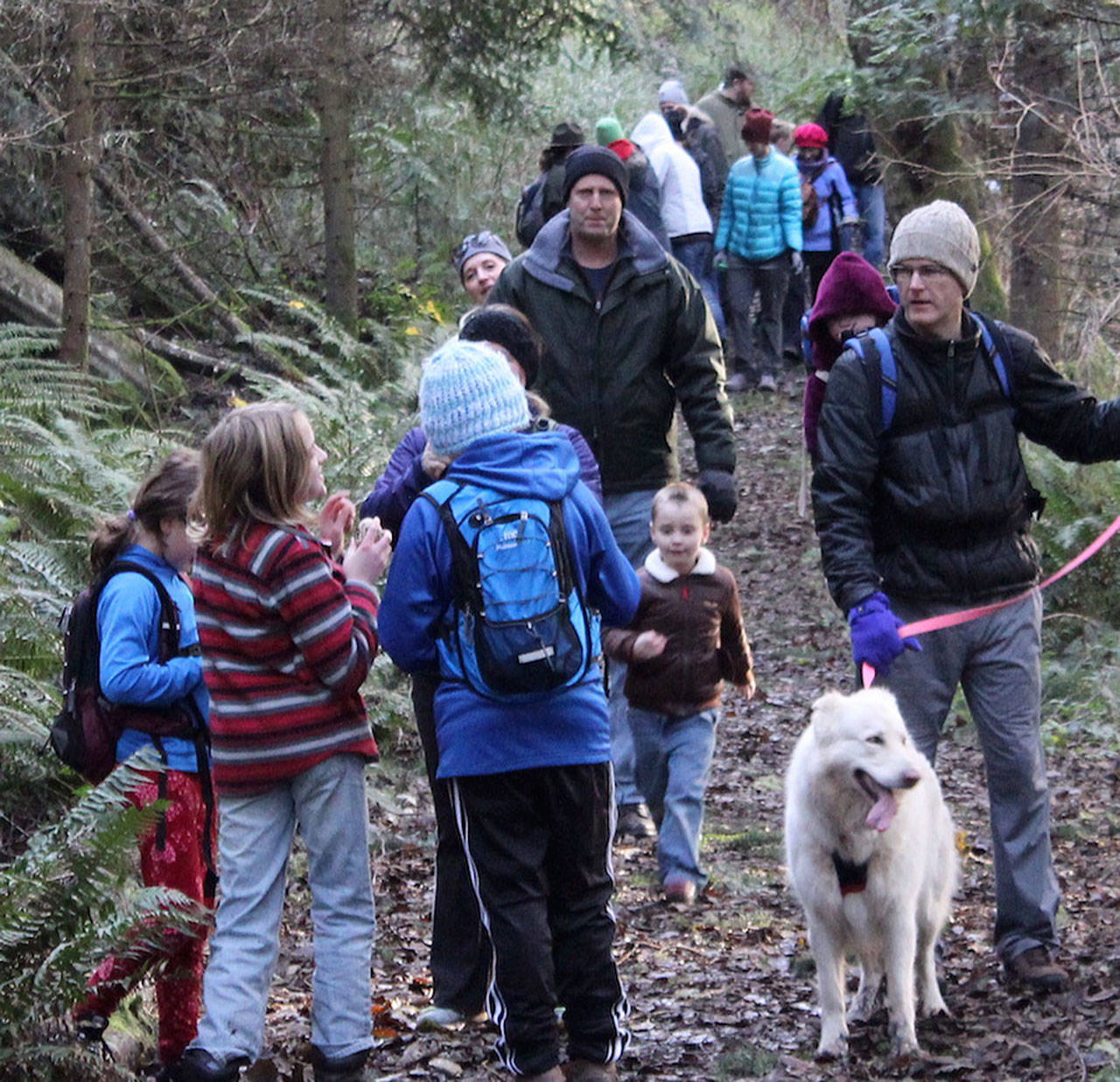 More than 100 people came out to explore two Whidbey Island parks on First Day Hike on New Year’s Day. Friends of Whidbey State Parks helped organize the event. (Photo provided)