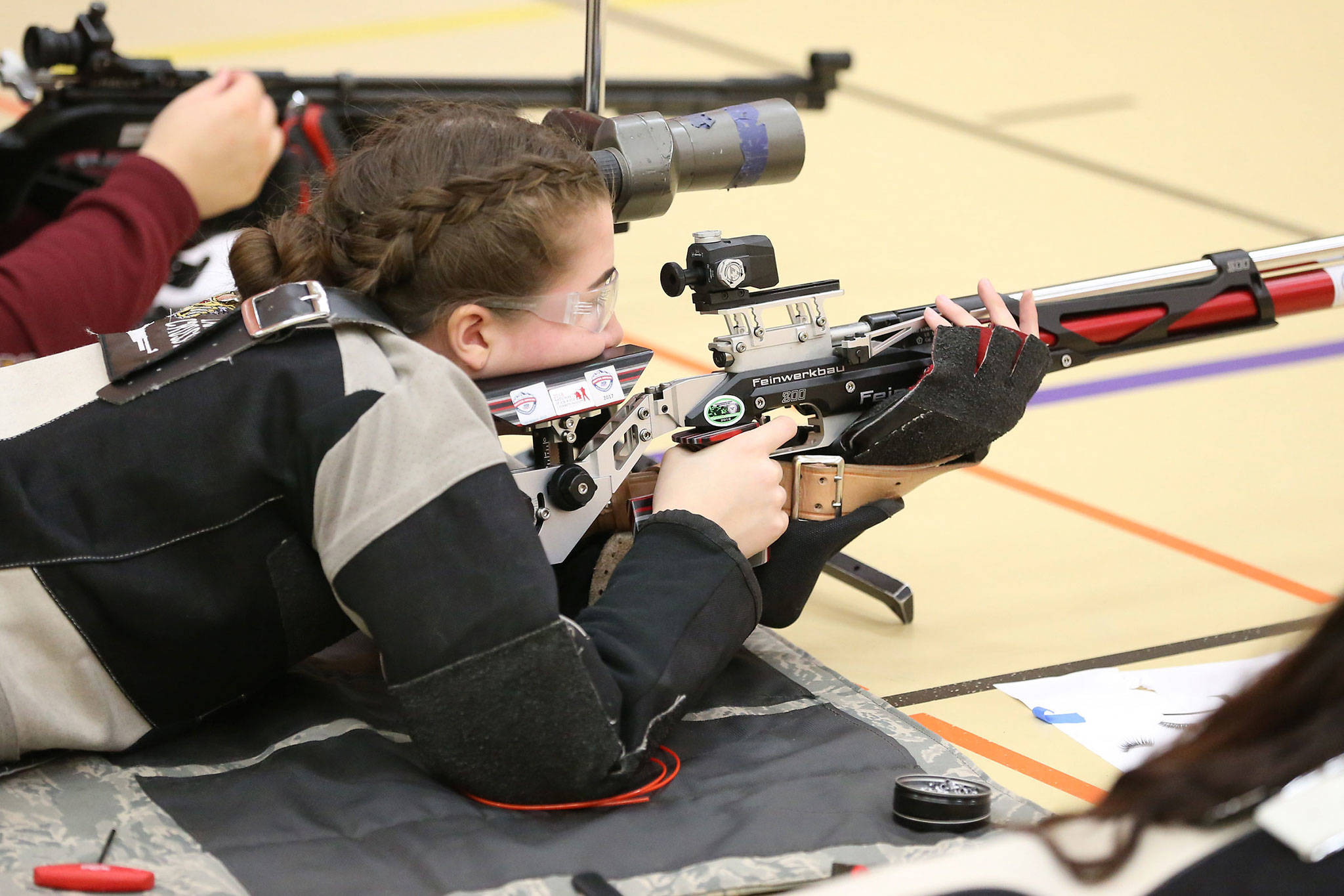 Lauren Crossley shoots to first place in precision rifle Saturday. Crossley was notified over the weekend that she qualified for the National Junior Olympic competition in April.(Photo by John Fisken)