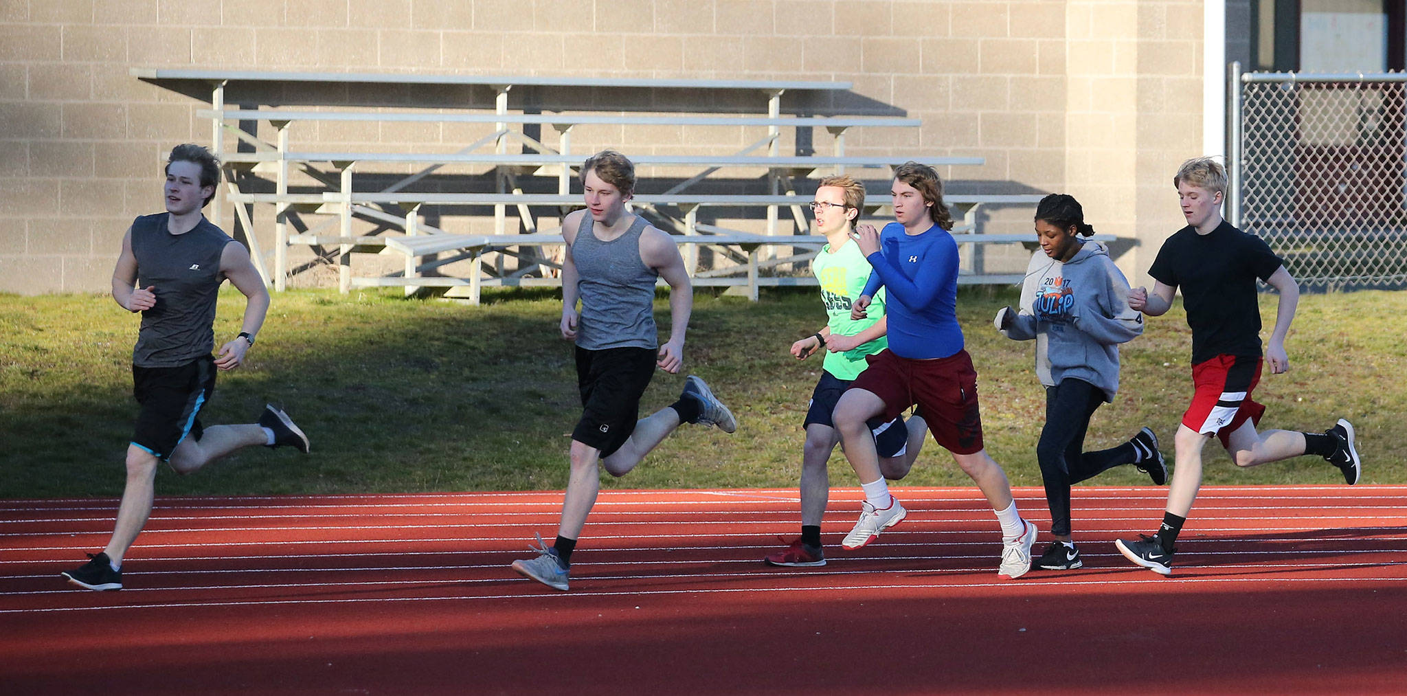 Coupeville track athletes prep for the upcoming season at practice Wednesday. (Photo by John Fisken)