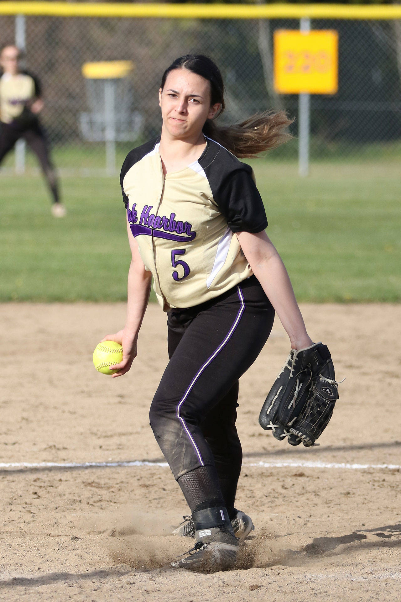 Starting pitcher Cierra LeGendre is one of the returning players for the Oak Harbor softball team. (Photo by John Fisken)