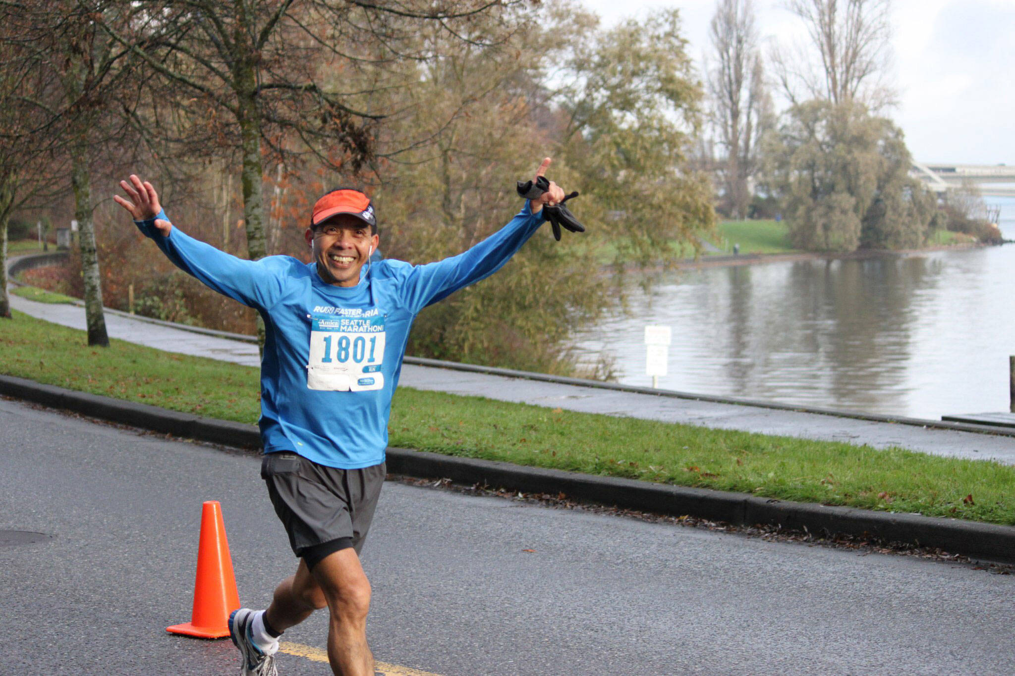 Willy Mendoza happily runs the Seattle Marathon.(Submitted photo)