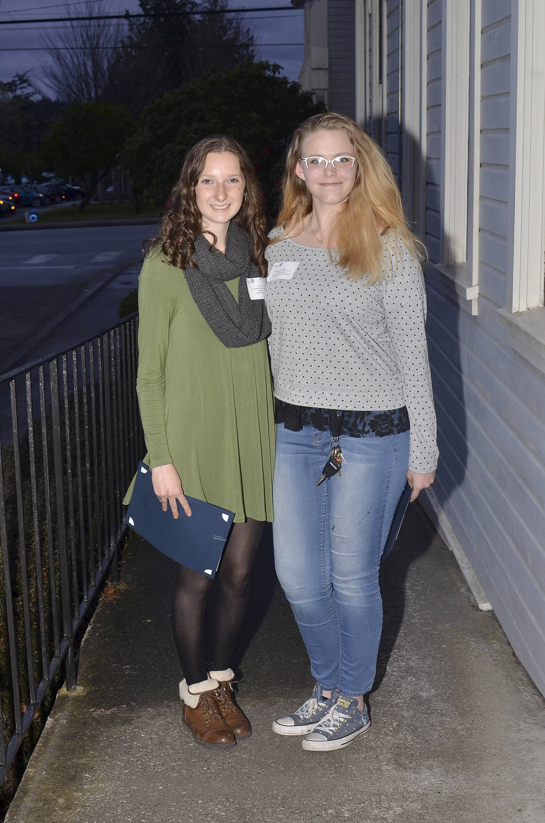 The 2019 AAUW STEM scholars from left to right are Megan Thorn and Marenna Rebischke-Smith from Coupeville High School.