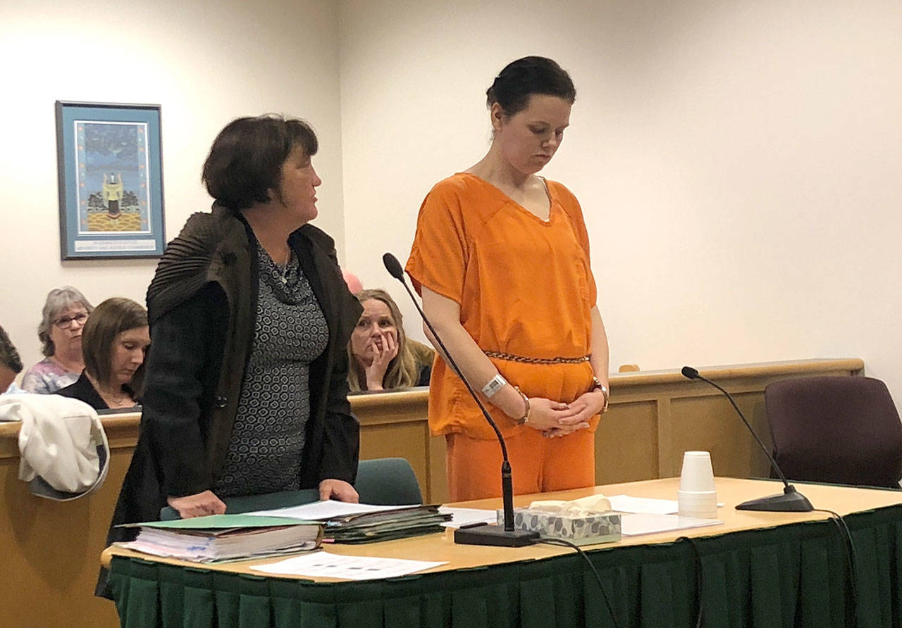 Shannon Brown appeared in Island County Superior Court Monday with attorney Margot Carter. Brown was sentenced to prison for theft. Photo by Jessie Stensland / Whidbey News Group