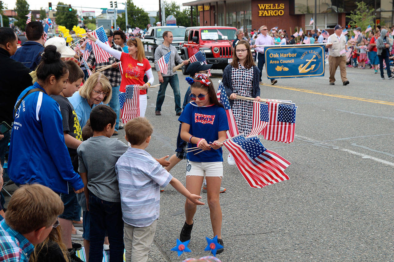 There were no shortages of flags at Oak Harbor’s parade.