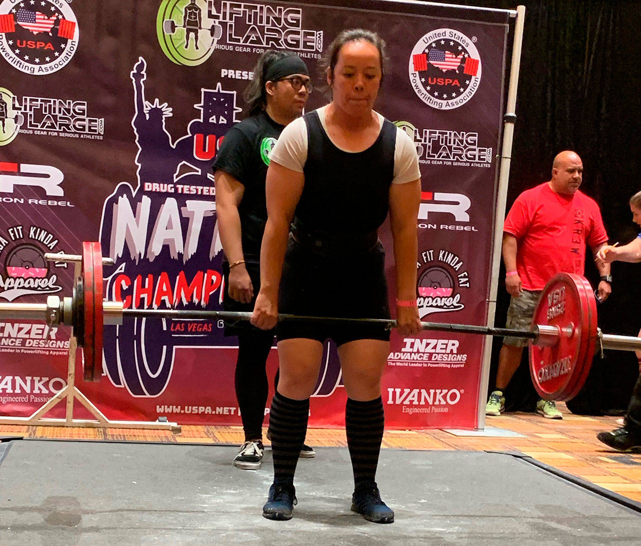 Sherry Phay competes in the dead lift at the national tournament last weekend. (Photo by Sofia Phay)