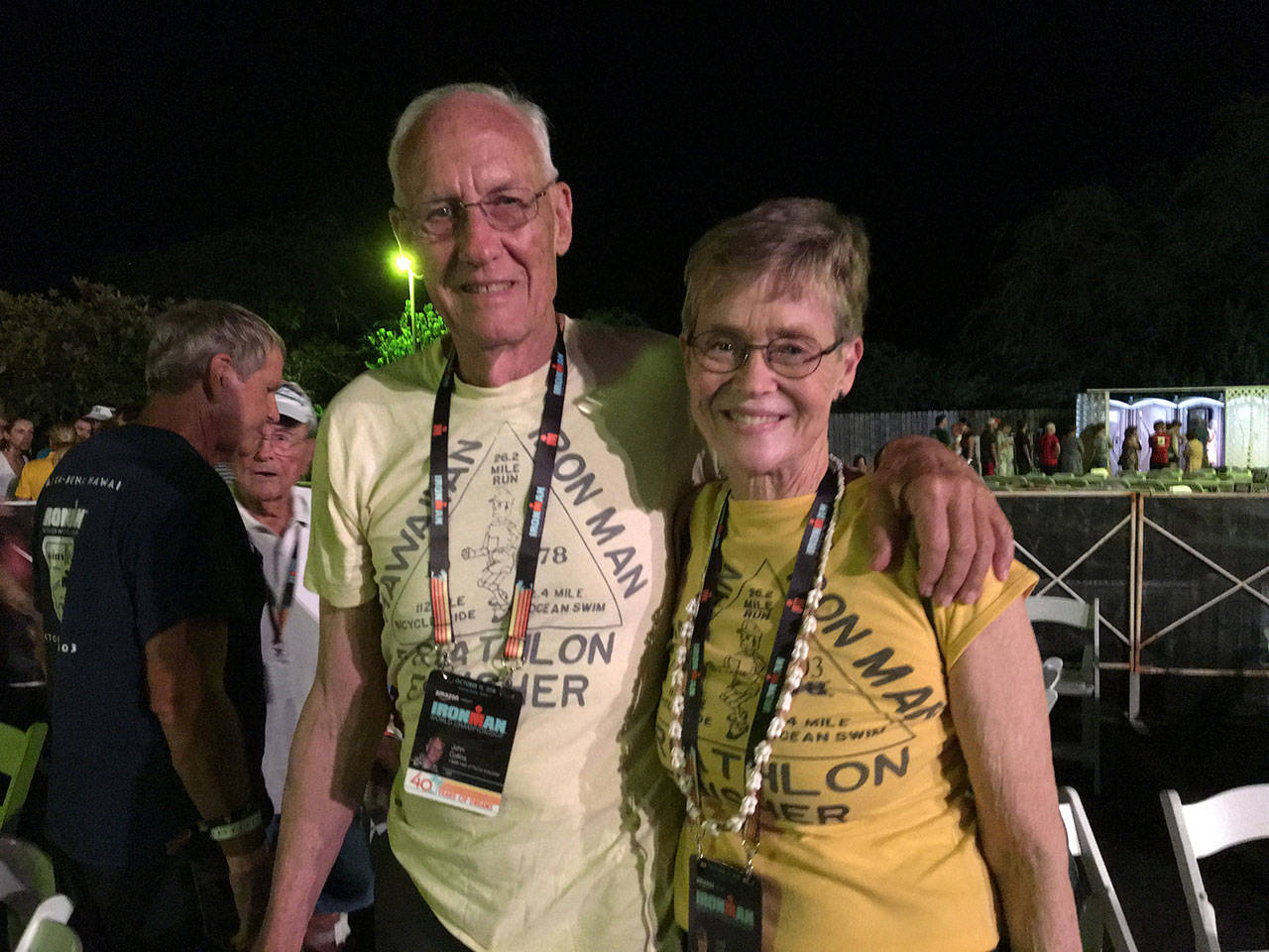 John and Judy Collins, founders of the Ironman Triathlon, attended the 40th anniversary of the event in 2018. (Submitted photo)
