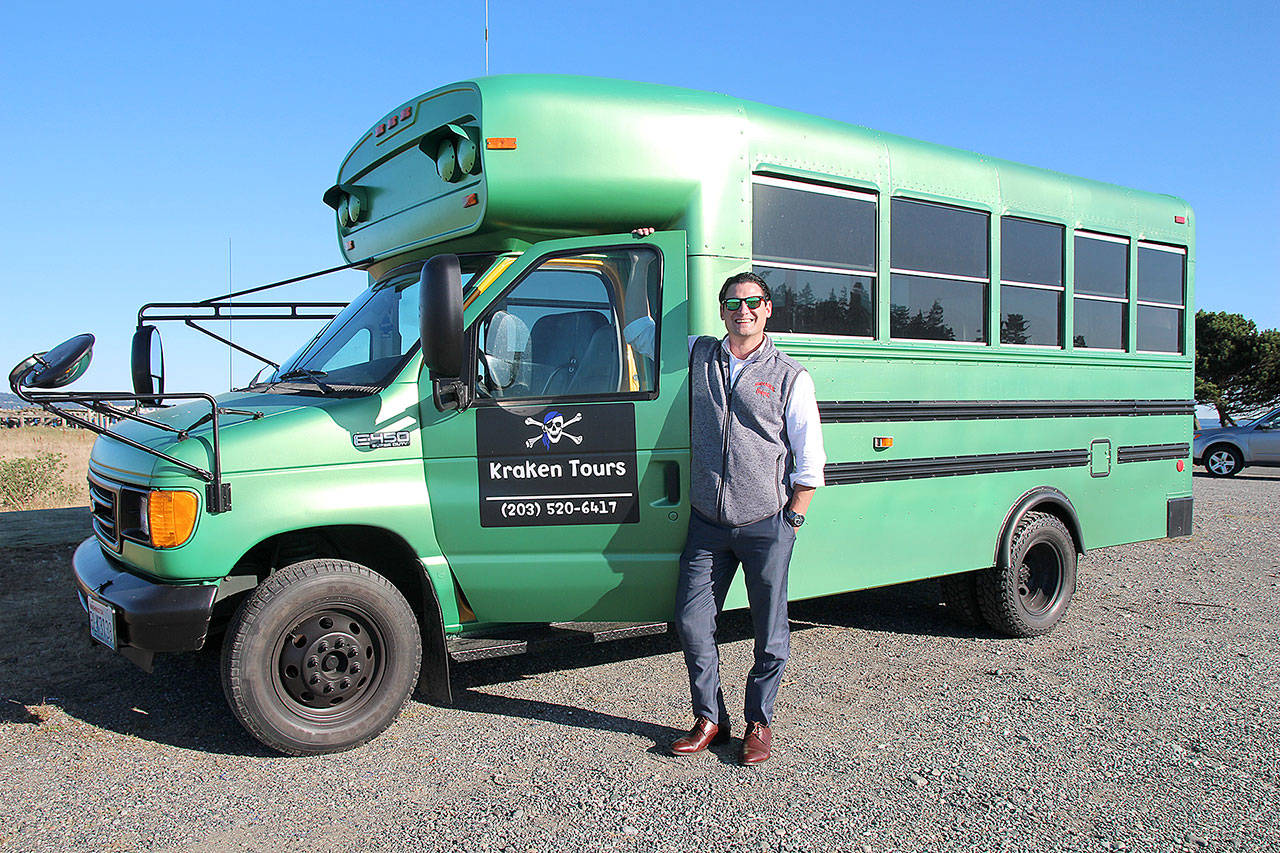 Nicholas Konopik and his Kraken Tours bus will take groups on brewery, winery and distillery tours on Whidbey Island. Photo by Laura Guido/Whidbey News-Times
