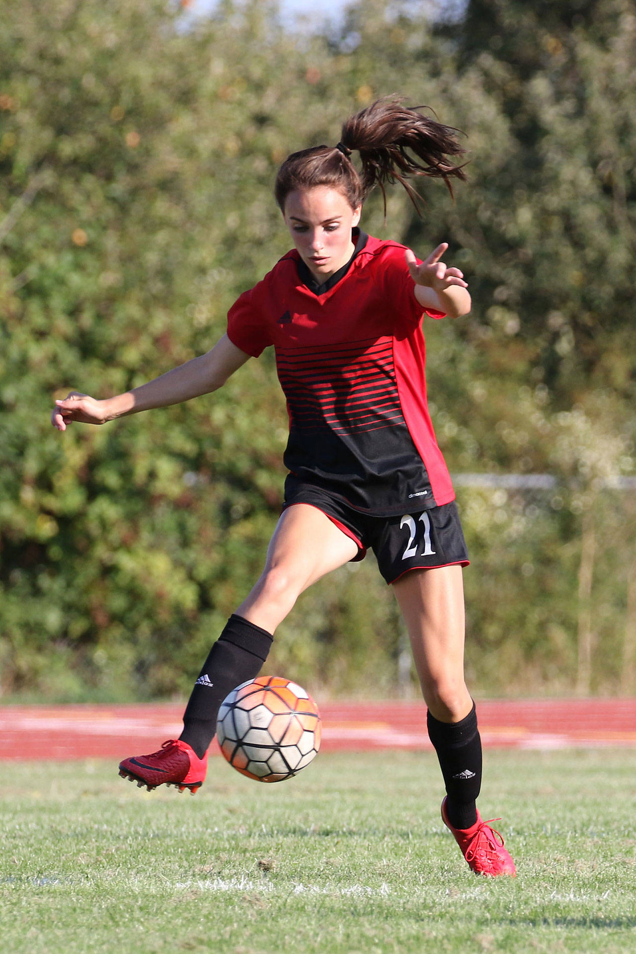 First-team, all-league selection Mallory Kortuem returns to anchor the Coupeville defense this fall. (Photo by John Fisken)